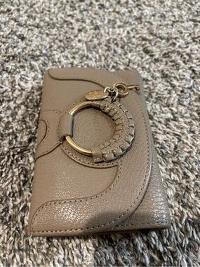 See By Chloe Taupe Leather Ring-Accent Card Holder